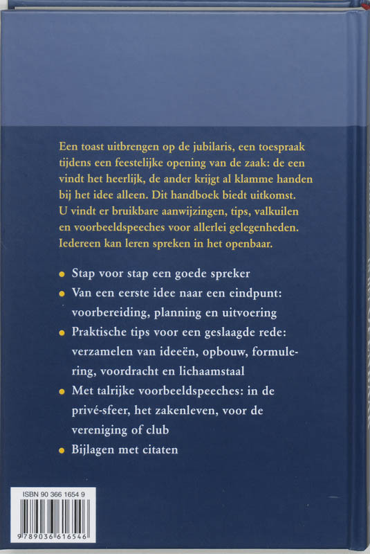 Achterkant van Handboek Spreken in het openbaar