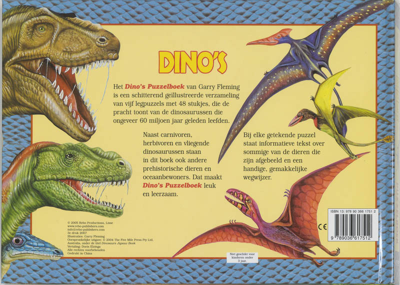 Achterkant van Dino's Puzzelboek