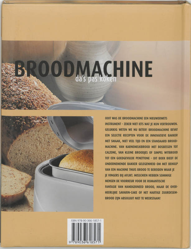 Achterkant van Broodmachine- da's pas koken