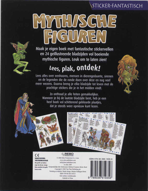 Achterkant van Mythische figuren Stickerboek