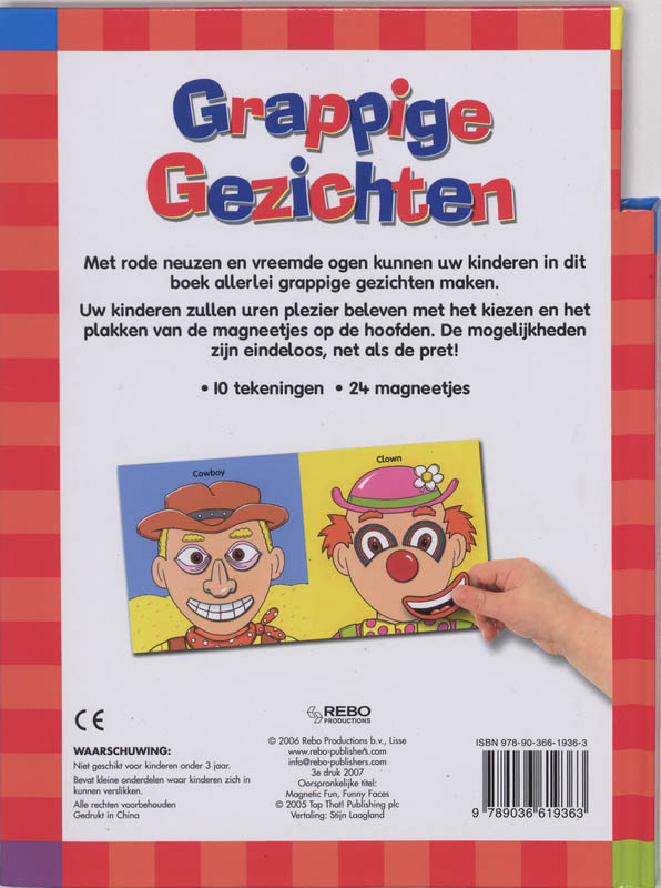 Achterkant van Grappige Gezichten magneetjes