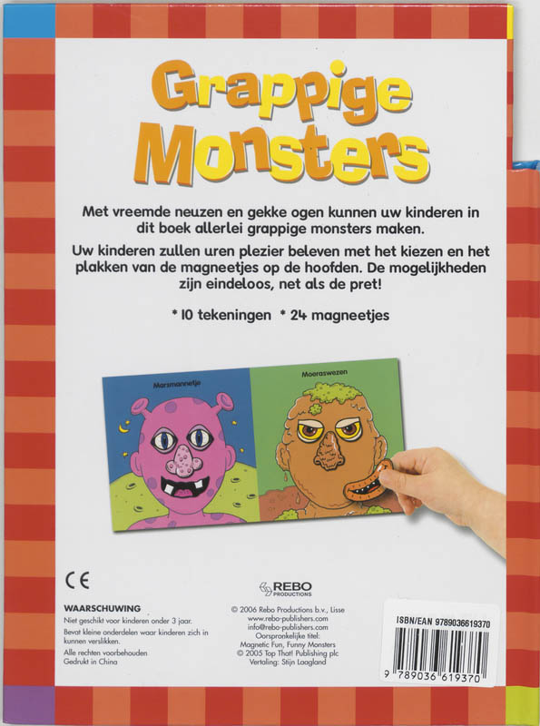 Achterkant van Grappige Monsters magneetjes