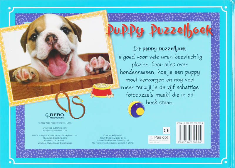 Achterkant van Puppy Puzzelboek