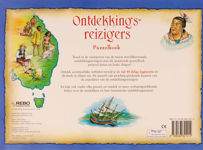 Achterkant van Ontdekkingsreizigers Puzzelboek