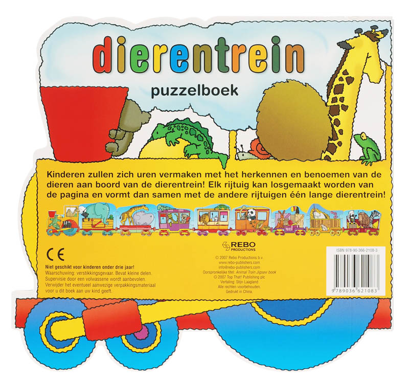 Achterkant van Dierentrein puzzelboek