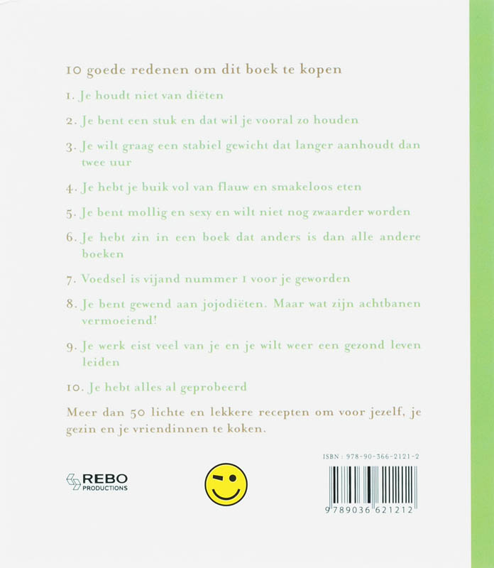 Achterkant van 50 Recepten om een stuk te blijven