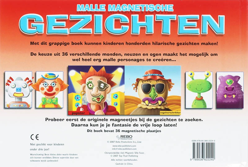 Achterkant van Malle magnetische gezichten