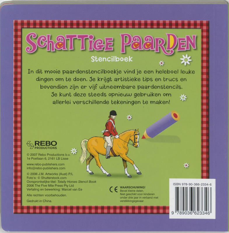 Achterkant van Schattige paarden - stencilboek