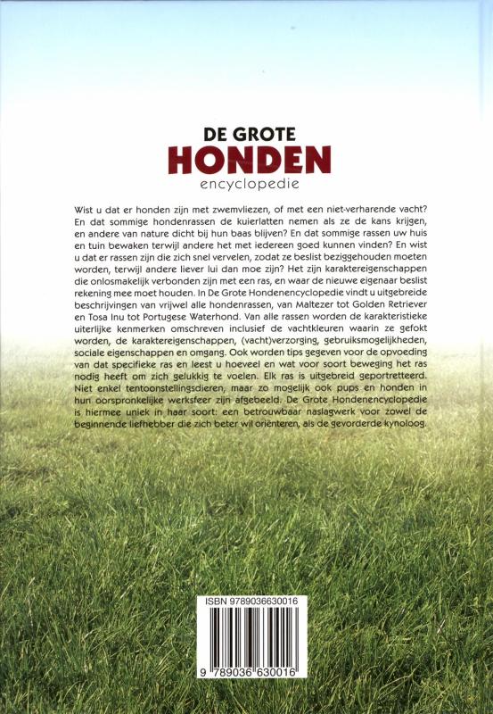 Achterkant van De grote honden encyclopedie