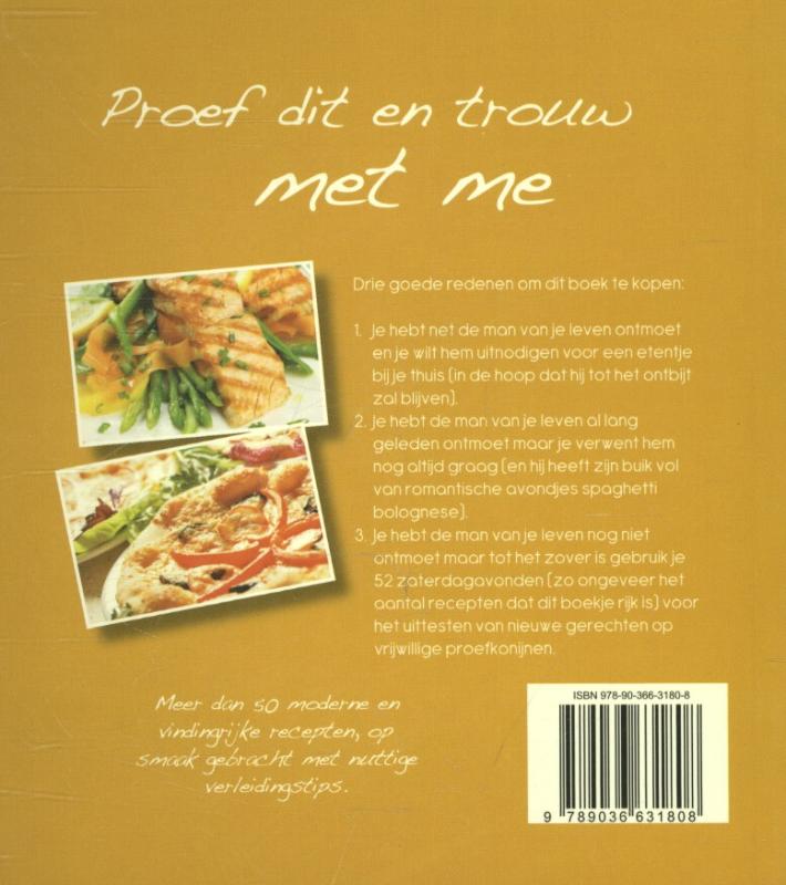 Achterkant van Proef dit en trouw met me