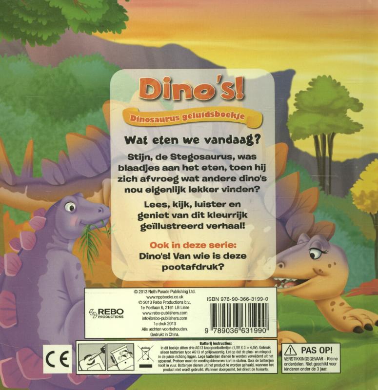 Achterkant van Dinosaurus geluidsboekje