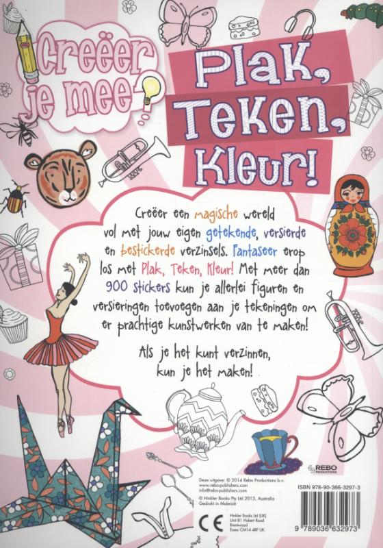 Achterkant van Plak, teken, kleur!