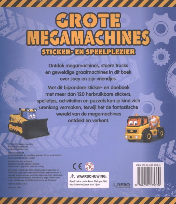 Achterkant van Mijn grote megamachines sticker en doe boek