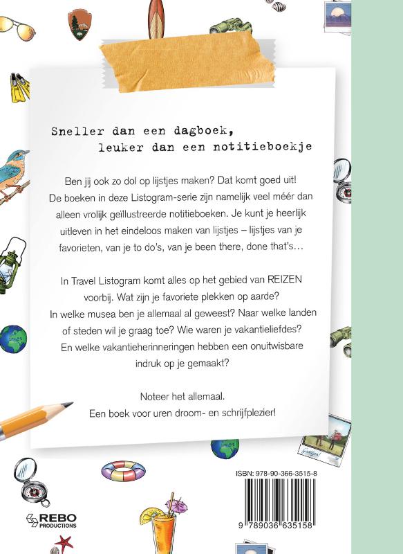 Achterkant van Listogram Travel