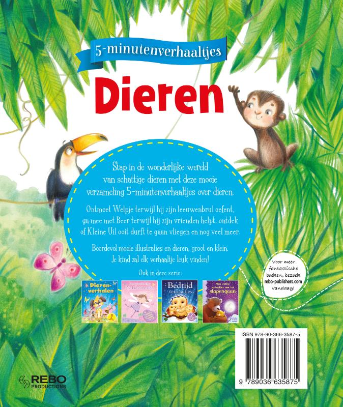 Achterkant van 5-minutenverhaaltjes Dieren