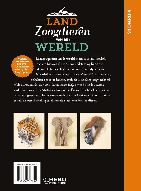 Achterkant van Landzoogdieren van de wereld