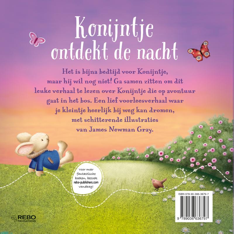 Achterkant van Konijntje ontdekt de nacht
