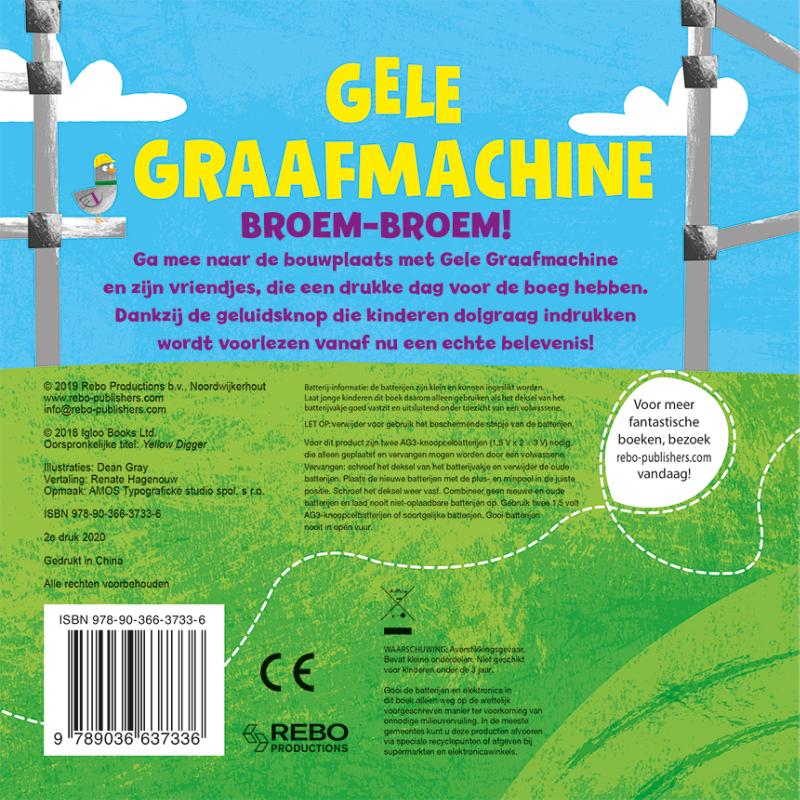 Achterkant van Gele graafmachine