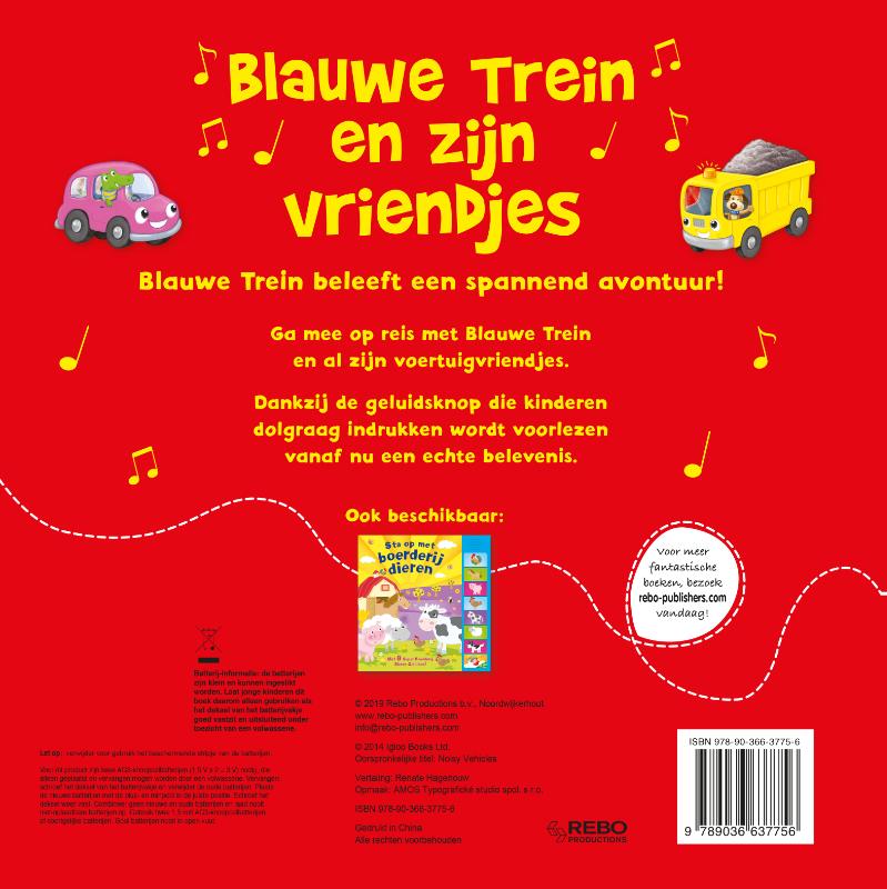 Achterkant van Blauwe trein en zijn vriendjes