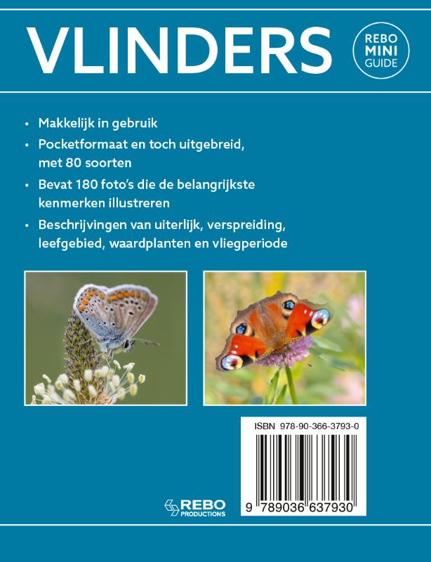 Achterkant van Rebo mini guide - Vlinders