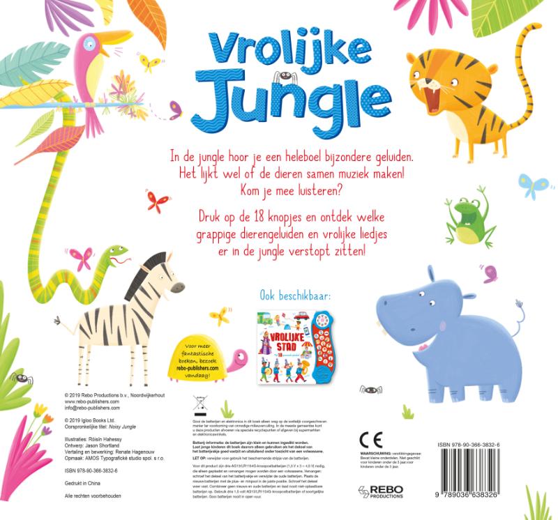 Achterkant van Vrolijke Jungle - geluidboek
