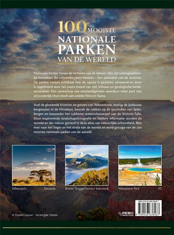 Achterkant van 100 mooiste nationale parken van de wereld