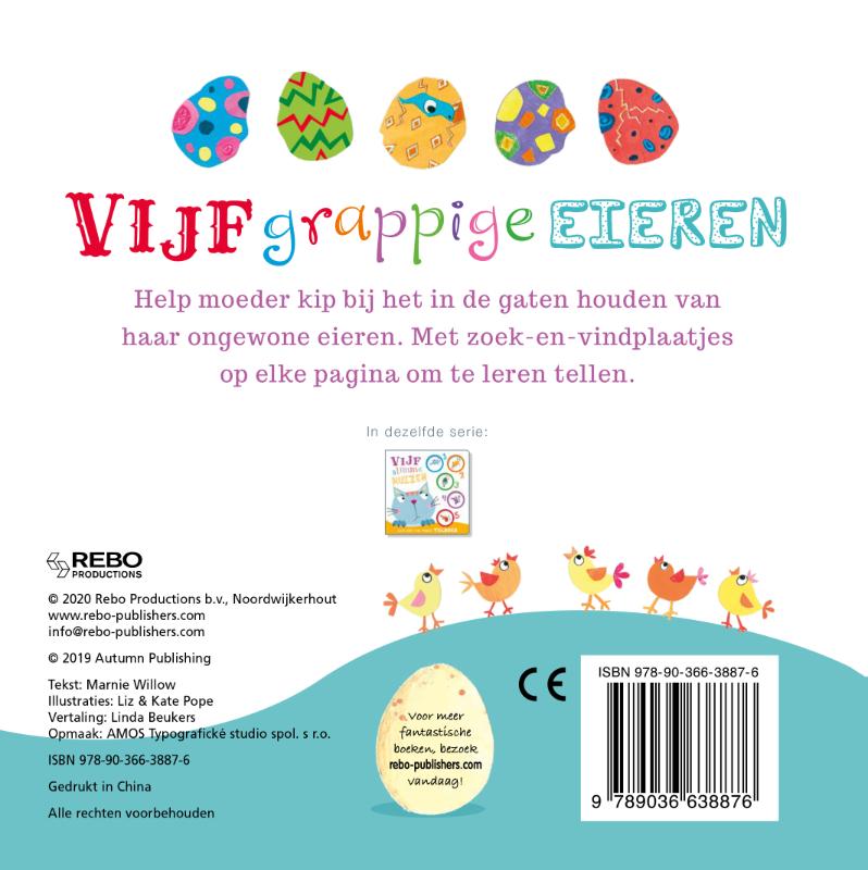 Achterkant van Vijf grappige eieren - telboek