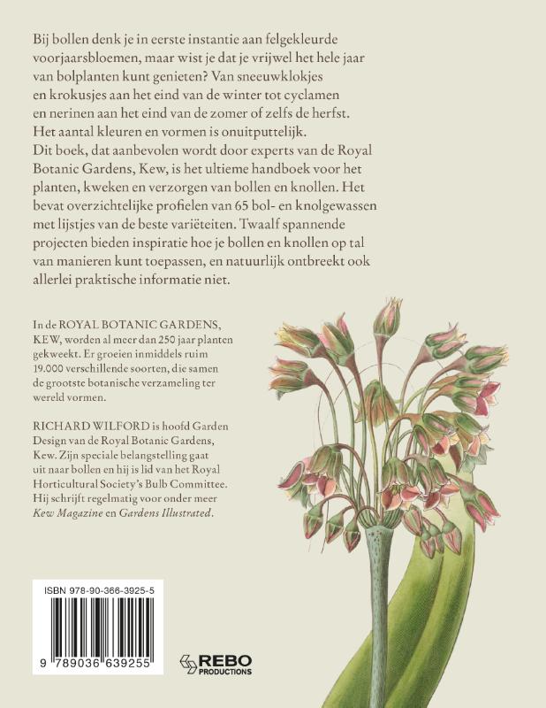 Achterkant van De Kew Gardener's gids voor Bollen & Knollen