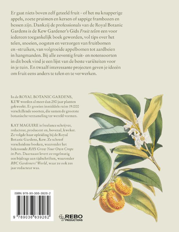 Achterkant van De Kew Gardener's gids voor Fruit Telen