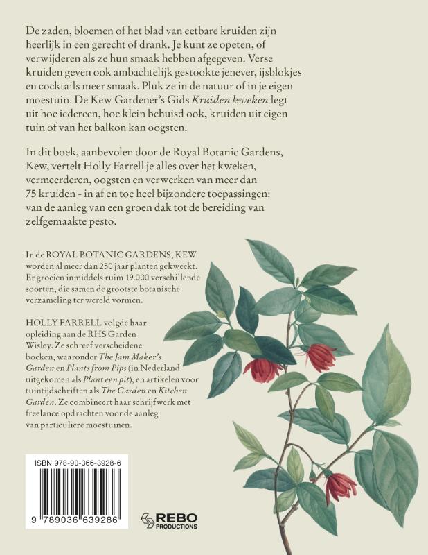 Achterkant van De Kew Gardener's gids voor Kruiden Kweken