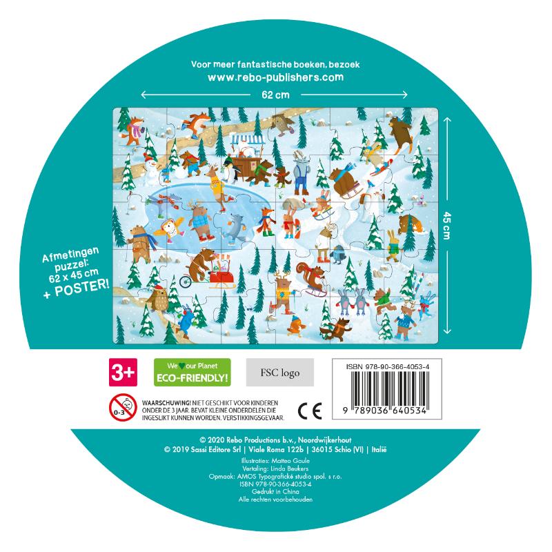 Achterkant van Dieren op het ijs - boek + giga puzzel