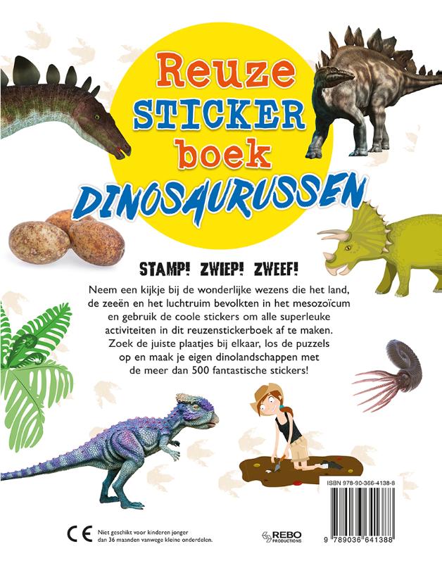 Achterkant van Reuzestickerboek Dinosaurussen