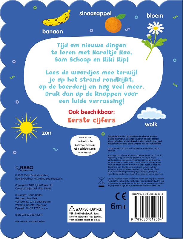 Achterkant van Geluidenboek Eerste woordjes