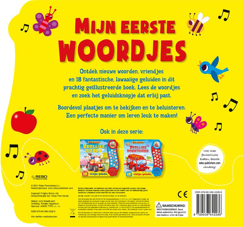 Achterkant van Geluidenboek Mijn eerste woordjes