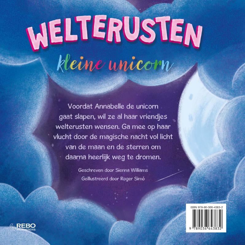 Achterkant van Welterusten kleine unicorn