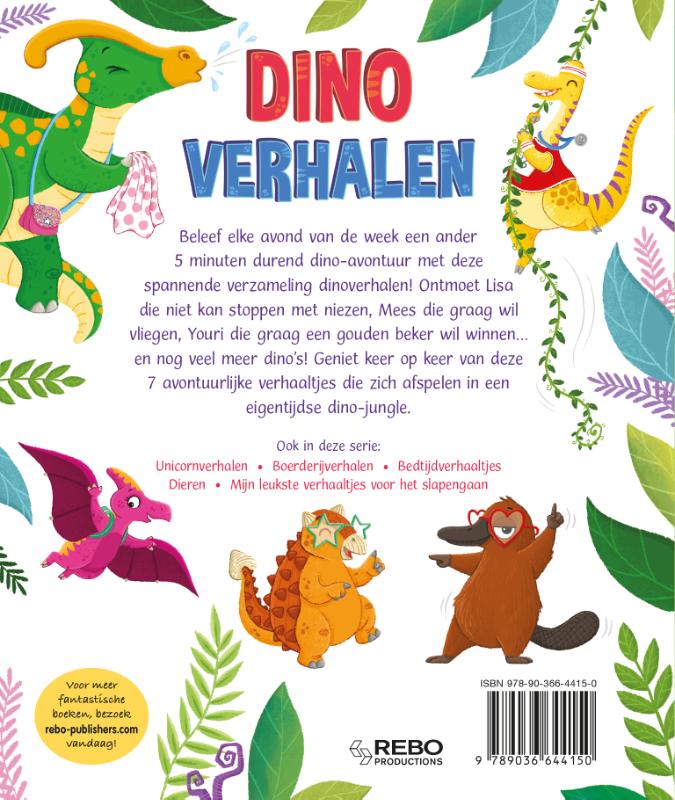 Achterkant van Dinoverhalen - 5-minutenverhaaltjes