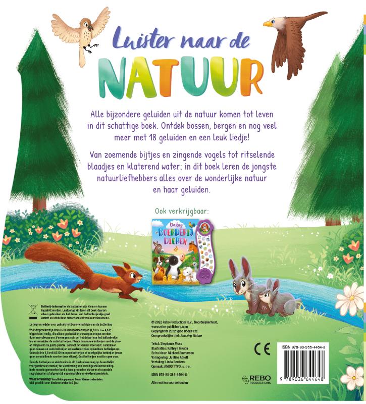 Achterkant van Luister naar de natuur - Geluidboek