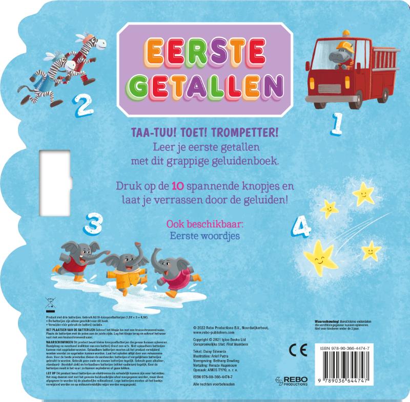 Achterkant van Eerste getallen - Geluidenboek 10 geluiden