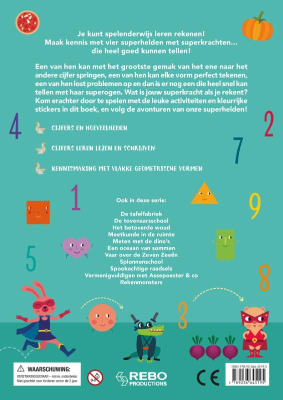 Achterkant van Supercijfers en gave vormen - Word een wiskid