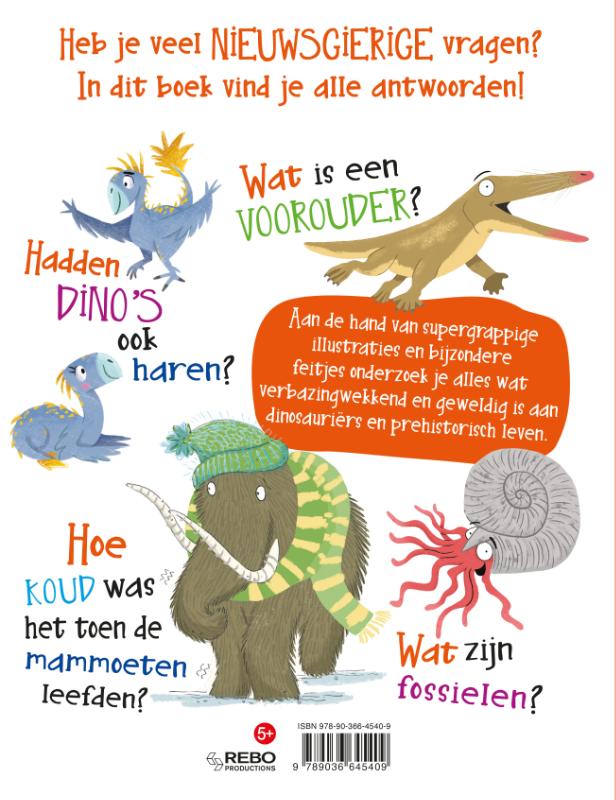 Achterkant van Nieuwsgierige vragen en antwoorden Dinosauriërs & prehistorisch leven