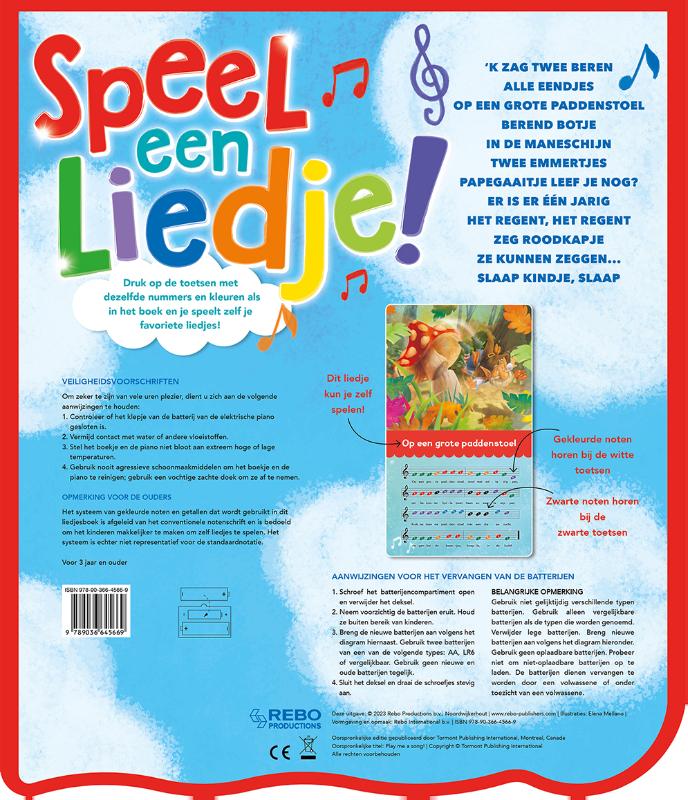 Achterkant van Speel een liedje! Pianoboek