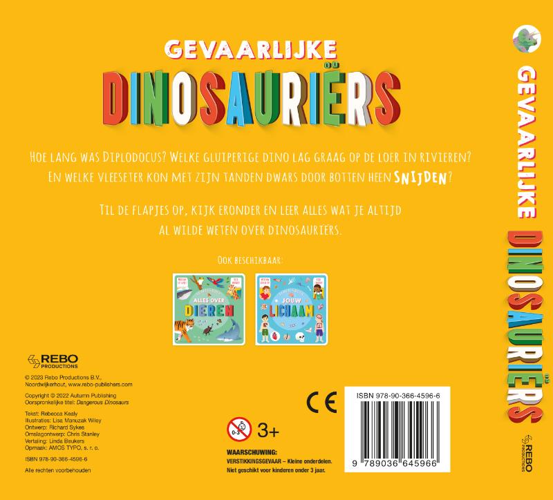 Achterkant van Flapjesboek Gevaarlijke dinosauriërs