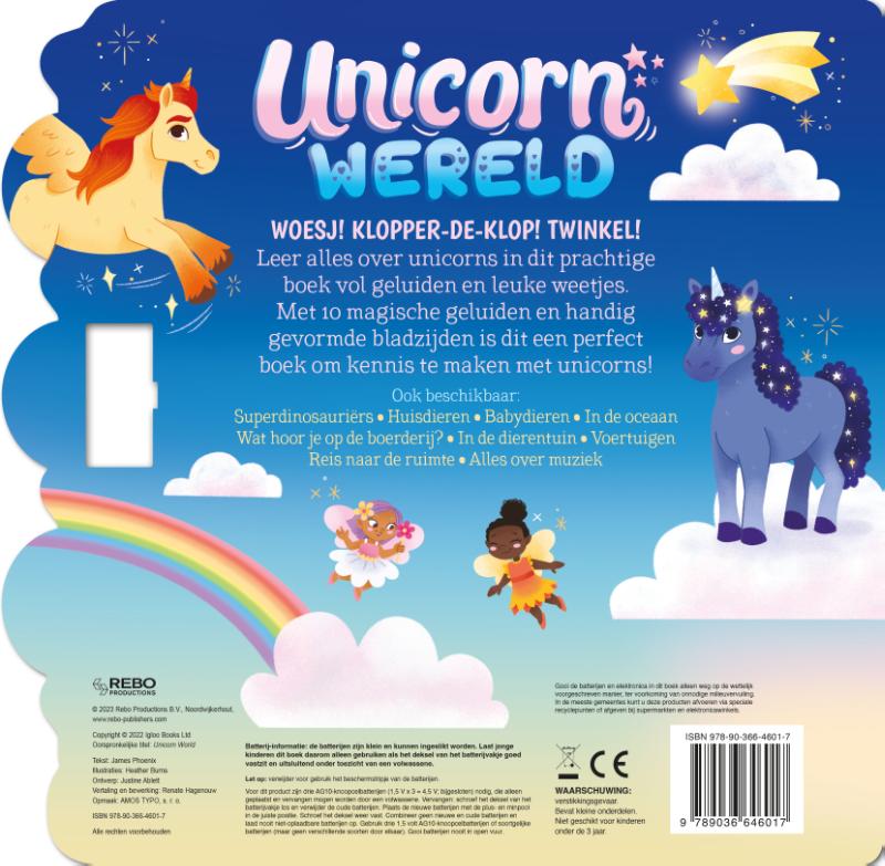 Achterkant van 10 geluidenboek Unicornwereld