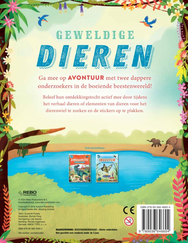 Achterkant van Geweldige dieren stickerboek