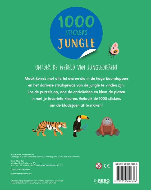 Achterkant van 1000 stickers Jungle