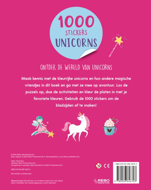 Achterkant van Unicorns - 1000 stickers
