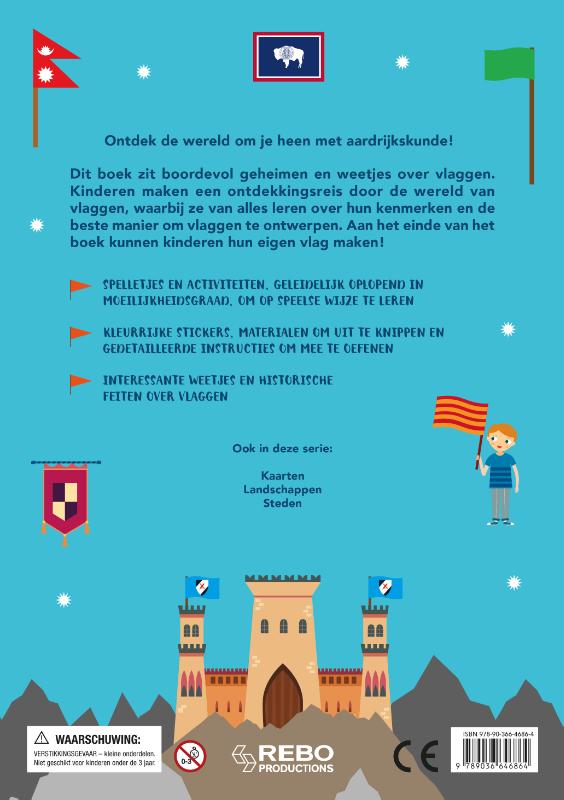 Achterkant van Gek op de wereld vlaggen