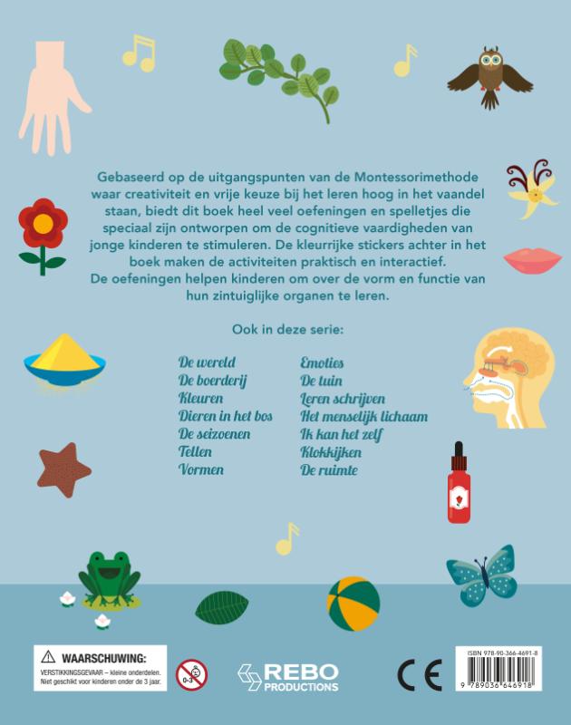 Achterkant van Mijn leukste oefenboek de vijf zintuigen