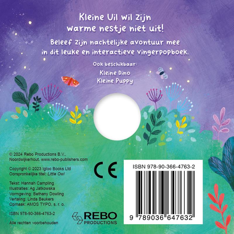 Achterkant van Kleine Uil - Vingerpopboek