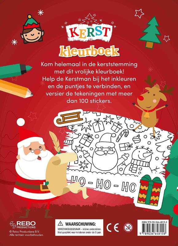 Achterkant van Kerst kleurboek